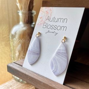 Handmade petal shaped stripe earrings